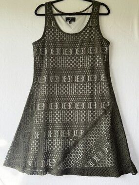Ronni Nicole Green Crochet/Lace Overlay Dress – Size 16